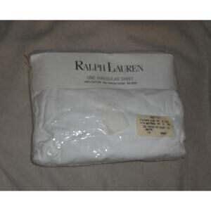 Ralph Lauren Cotton Woven Jacquard White Queen Flat Irregular Sheet 200 Threads